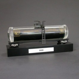 Custom miniature replica train tanker car Lucite award gift or display