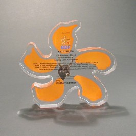 Lucite recognition flower  fan shaped award gift