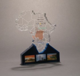 Lucite recognition award in shape of Africa