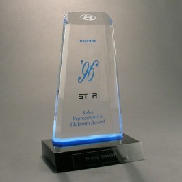 Custom shaped Lucite Tower recognition trophy award