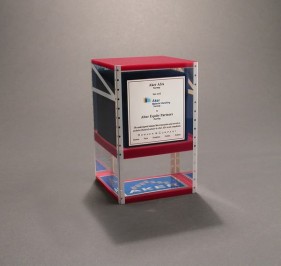 Custom Lucite award with scaffolding embedment award