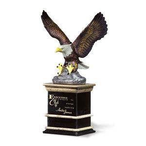 1002M, 1002S, 1002M, Natural Leadership, Porcelain Painted Eagle on an Ebony, Cappuccino Stone Base, Eagles
