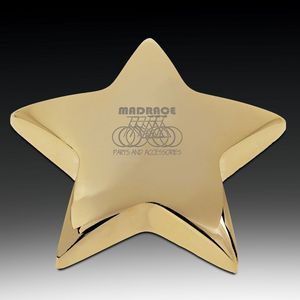 TP-9933, TP-9933, Star I Paperweight with Pouch, Gold Plated Brass, Business Gifts