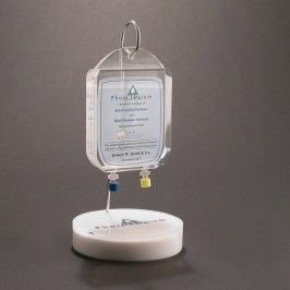 Custom shaped intravenous therapy IV bag replica bespoke award or gift 