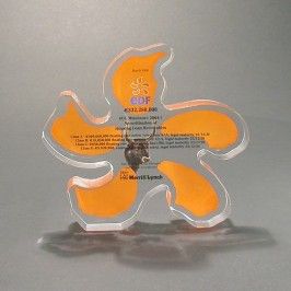 Lucite recognition flower  fan shaped award gift