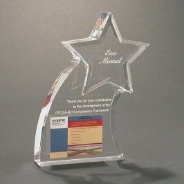 Lucite recognition rising star award or trophy.