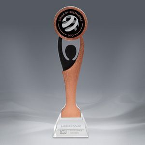 Award, Recognition, trophies, Metal, Glass, Person, Figure, Star, Black, Silver, Gold, Etched Base, Full Colour Imprint, made in Canada