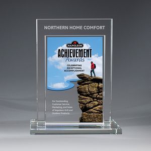 Award, Trophies, Recognition, Achievement, Appreciation, Polished, Glass, Double Glass, Rectangular, Glass Base, Full Colour Imprint, Made in Canada