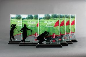 Golf Team Package, Putt, Driver Swing, Polished Glass, Granite, Closest to the Pin, Longest Drive, Team Place, Rectangle, Granite Base, Driver, Putter, Achievement, Accomplishment