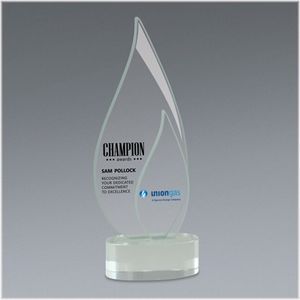 Glass, Metal, Crystal, Award, Recognition, Full Color, Color Logo, Color Printed, Teardrop, Tear Drop, Flame