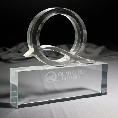 Custom crystal alphabet Q award or trophy