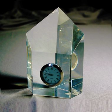 Custom polygon crystal award clock award