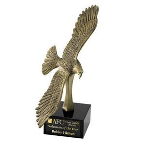 Small, Brass Finish, Eagle, Genuine Marble Base, 2 3/4"x2 3/4"x1 1/2", Engraving Plate, Achievement, Accomplishment, Acknowledgement, Recognition, Appreciation, Merit, Excellence