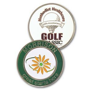 Single Sided, Custom Jumbo Pocket, Hard Enamel, 3/4" Ball Placement Disk, Putting Alignment Back, USGA Conforming, Ball Place Keeper, Round, Mark Ball Place