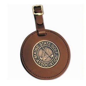 Medallion Luggage ID, 2" Nickel Insert, Luggage Identification, Baggage ID, Leather Buckle Strap, Leather, Baggage Identification