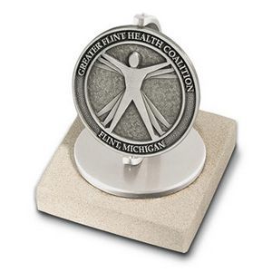 Spinner, Limestone Support Piece, 2.5" Medallion Display, Square, Coin Display, Engraving Plate