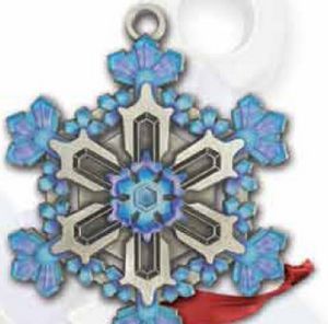 Pewter, Gallery Print, Snowflake, Center Star, Tinsel Cord, Christmas Tree Decoration, Hanging Decoration, Tree Hanger
