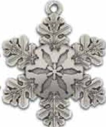Pewter, Snowflake, 2 Sided Mirror Image, Tinsel Cord, Christmas Tree Decoration, Hanging Decoration, Tree Hanger