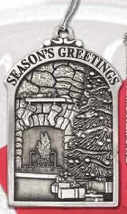 Stock, Pewter, Season's Greetings, Christmas Tree, Hearth, Tinsel Cord, Christmas Tree Decoration, Hanging Decoration, Tree Hanger