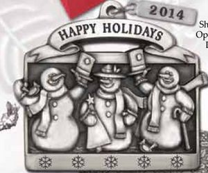 Stock, Pewter, Snowman Trio, Happy Holidays, Tinsel Cord, Christmas Tree Decoration, Hanging Decoration, Tree Hanger