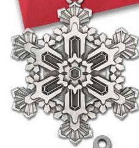 Pewter, Snowflake, Tinsel Cord, Christmas Tree Decoration, Hanging Decoration, Tree Hanger