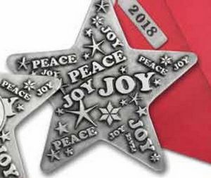 Stock, Star, Happy Holiday, Tinsel Cord, Christmas Tree Decoration, Hanging Decoration, Tree Hanger, Peace, Joy, Pewter Star