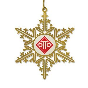 Etched Brass, Gold Plated, Snowflake, Tinsel Cord, Christmas Tree Decoration, Hanging Decoration, Tree Hanger