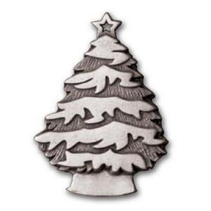 Pewter, Christmas Tree, Snow Covered Tree, Holiday Decoration, Lapel, Sharp Point, Attachable