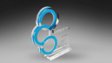 3 circles make up this custom Lucite awards or trophy