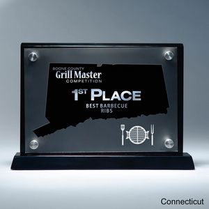 State, Award, Connecticut, Desk Awards, frost finish, Lucite, Clear, Black