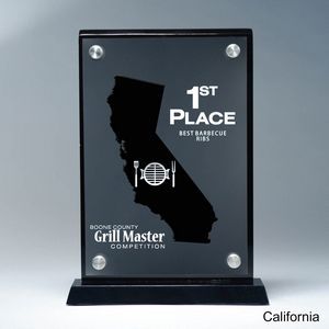 State, Award, California, Desk Awards, frost finish, Lucite, Clear, Black