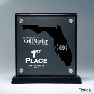 State, Award, Florida, Desk Awards, frost finish, Lucite, Clear, Black