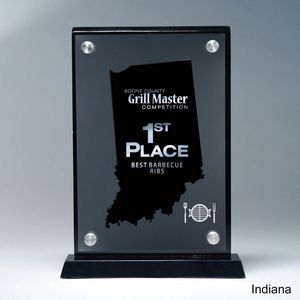 State, Award, Indiana, Desk Awards, frost finish, Lucite, Clear, Black