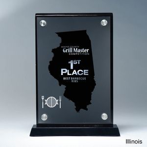 State, Award, Illinois, Desk Awards, frost finish, Lucite, Clear, Black
