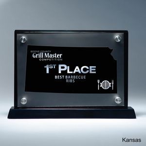 State, Award, Kansas, Desk Awards, frost finish, Lucite, Clear, Black