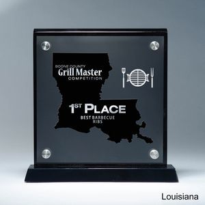 State, Award, Louisiana, Desk Awards, frost finish, Lucite, Clear, Black