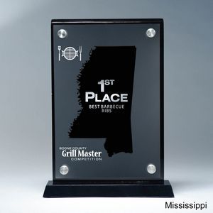 State, Award, Mississippi, Desk Awards, frost finish, Lucite, Clear, Black
