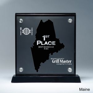 State, Award, Maine, Desk Awards, frost finish, Lucite, Clear, Black