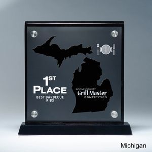 State, Award, Michigan, Desk Awards, frost finish, Lucite, Clear, Black