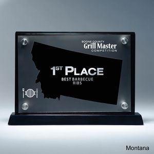 State, Award, Montana, Desk Awards, frost finish, Lucite, Clear, Black