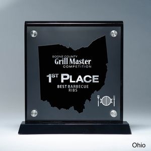 State, Award, Ohio, Desk Awards, frost finish, Lucite, Clear, Black