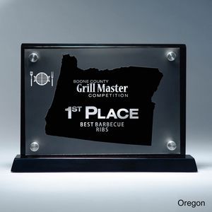 State, Award, Oregon, Desk Awards, frost finish, Lucite, Clear, Black