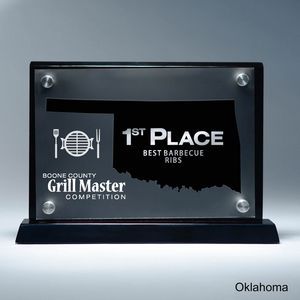 State, Award, Oklahoma, Desk Awards, frost finish, Lucite, Clear, Black