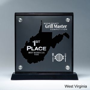 State, Award, West Virginia, Desk Awards, frost finish, Lucite, Clear, Black