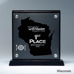 State, Award, Wisconsin, Desk Awards, frost finish, Lucite, Clear, Black