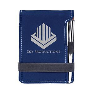 CM244BV, blue silver, leatherette, handheld, mini, notebook, small, notes, personalization, pen, note pad
