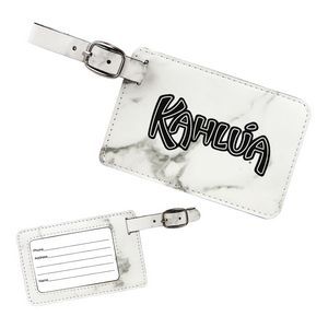 White marble, luggage, tag, bag, leatherette, buckle, strap, personalization, gift