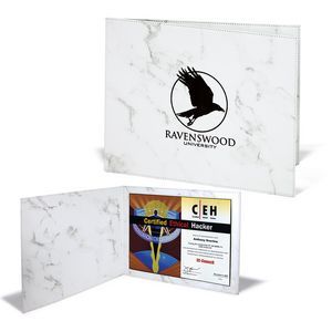 CM326WM, leatherette, certificate, holder, white marble, padded, WM