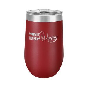 16 Oz., Mugs, Double Walled, Stainless Steel, Oval Stemless, Lid, Sip Through Lid