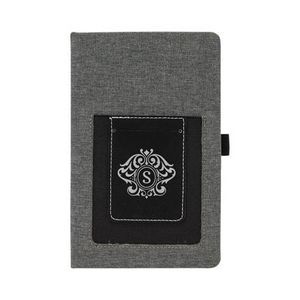 Black Silver, Contemporary, Journal, Canvas, Stylish, Contemporary, Note Pad, Leatherette, Phone, Phone Holder, Phone Pouch